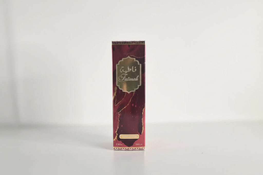 Red and gold box with a decorative label on a white background