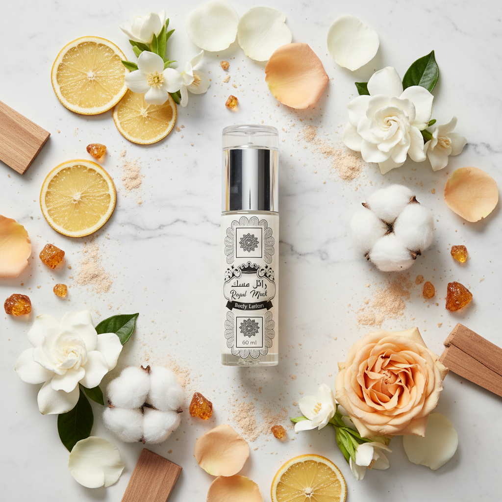 Royal Musk Body Lotion Flat Lay